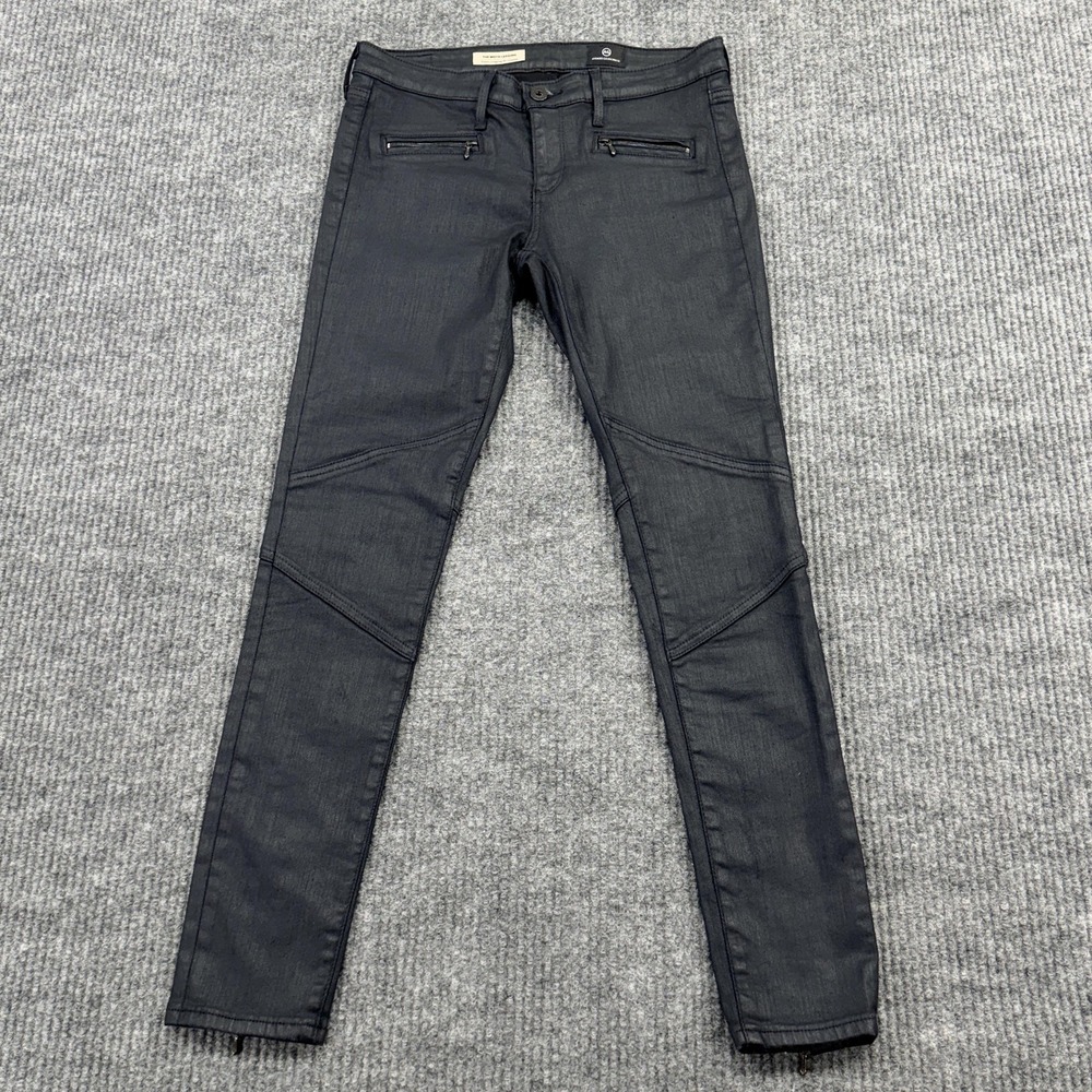 AG Adriano Goldschmied Moto Zipper Legging Womens 28R Gray Stretch Denim Jegging